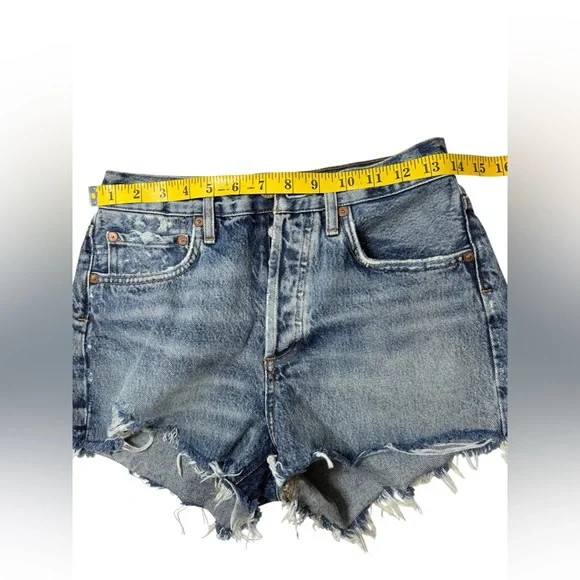 AGOLDE Parker Vintage Cut Off Denim Shorts Distressed Raw Hem Dark Wash Size 25 - Picture 3 of 6